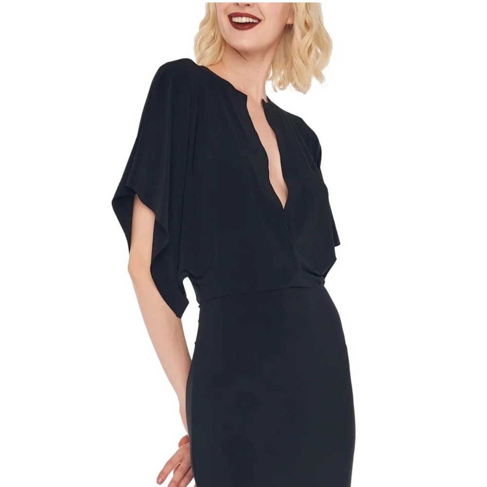 Norma Kamali Obie Gown Style:KK1263PL009001 Cape-Sleeve Jersey Black Womens 4 XS